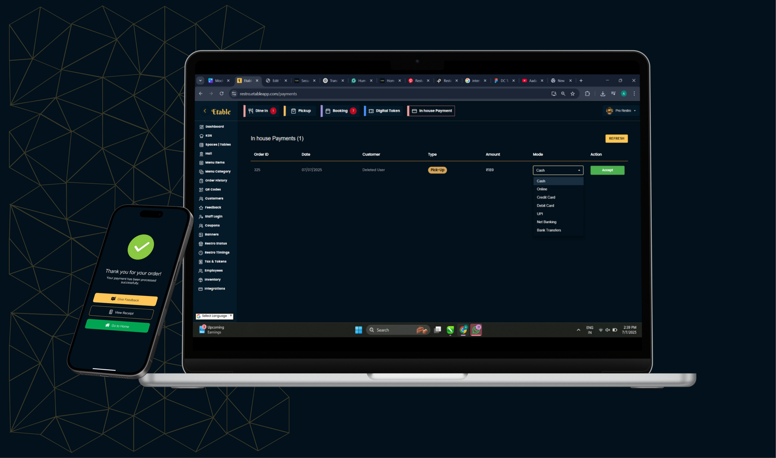 Etable's Secured Payment